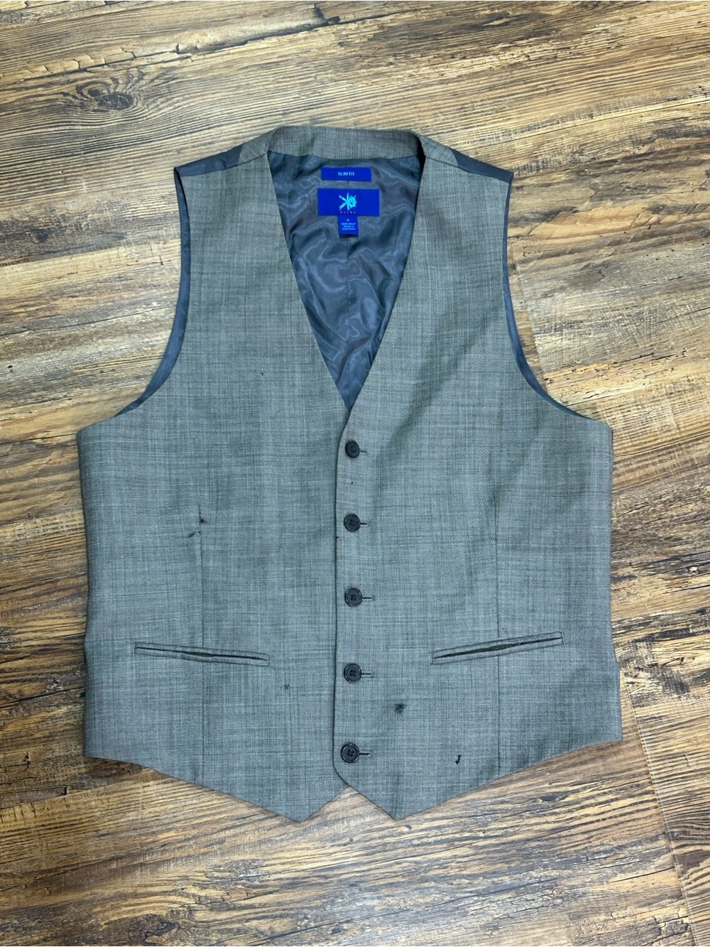 EGARA Suit Vest Mens M Gray Waistcoat Slim Fit 100% Wool Formal Casual Business